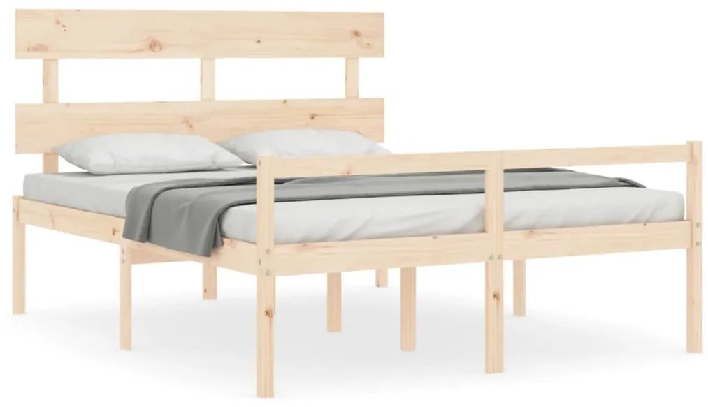 3195361 vidaXL Легло за възрастни с табла, 160x200 см, масивно дърво