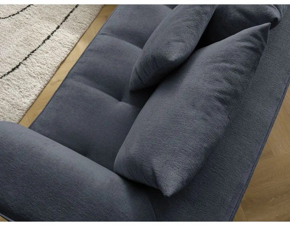 Тъмносин шенилов ъглов диван (ляв ъгъл/L форма) Whesley – Bobochic Paris