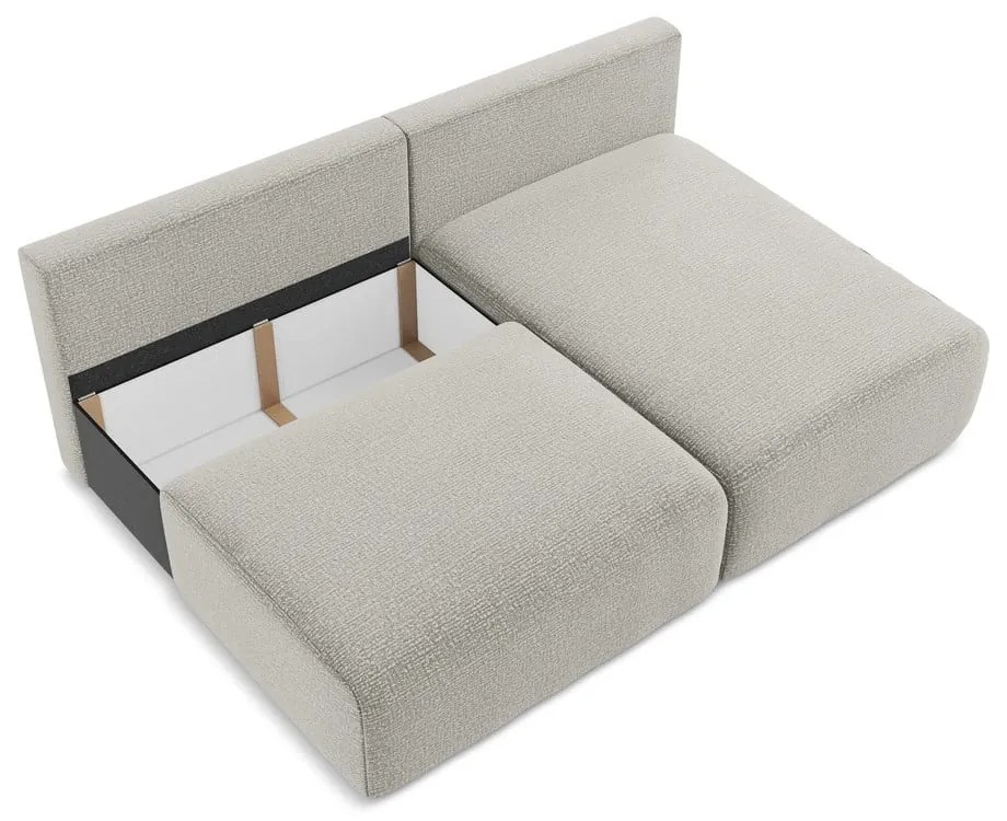 Светлосив разтегателен ъглов диван с място за съхранение (десен ъгъл) Kalena – Makamii