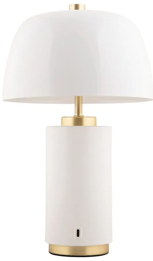 Бяла LED затъмняваща се настолна лампа с метален абажур (височина 30 cm) Freya – Leitmotiv