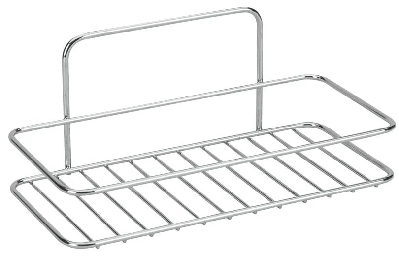 Висящ стоманен рафт за баня без пробиване в блестящо сребрист цвят Luxy – Metaltex