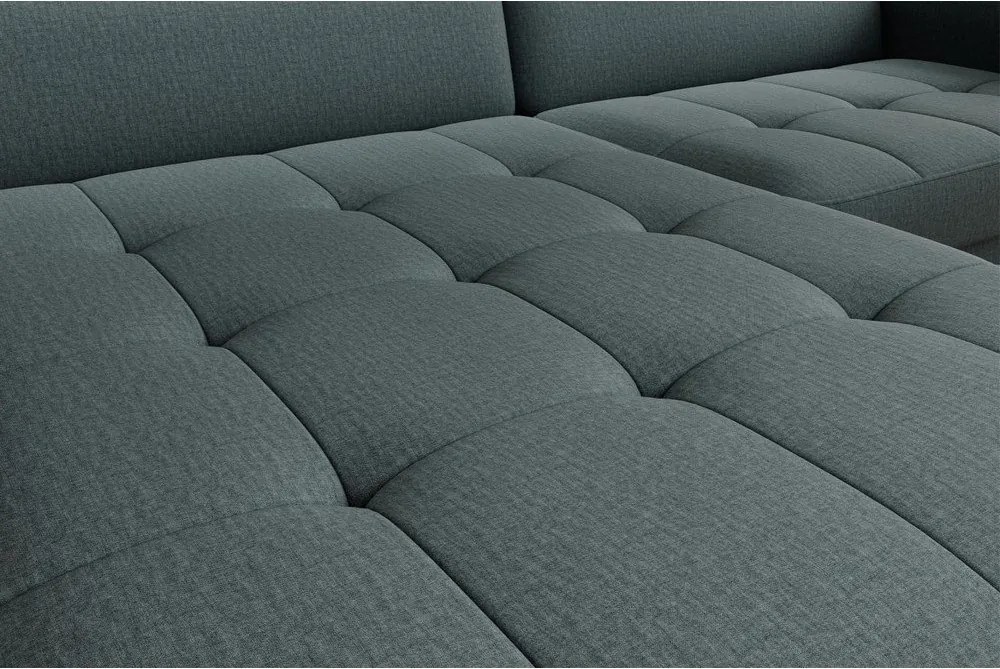 Сиво-зелен кадифен разтегателен ъглов диван с място за съхранение (ляв ъгъл) Gomsi – ELTAP