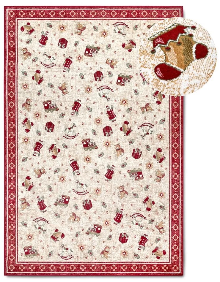 Червен килим с коледен мотив със смес от памук 160x230 cm Toy's Delight Red Christmas – Villeroy&Boch