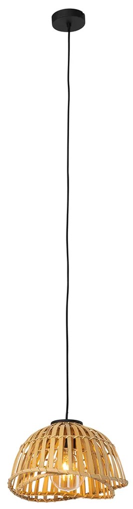 Ориенталска висяща лампа черна с естествен бамбук 30 см - Pua