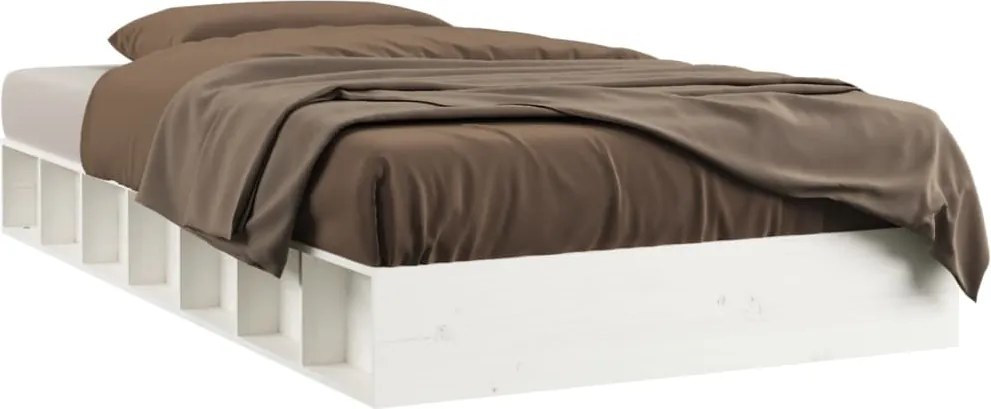 820712 vidaXL рамка за легло бяло 135x190 см Double масивно дърво