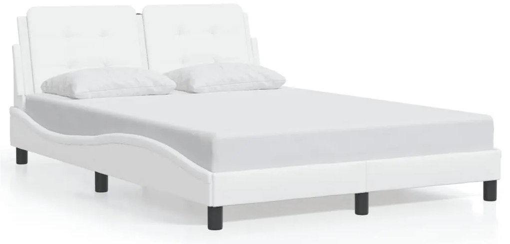 3208171 vidaXL Рамка за легло без матрак Zadar, бяла, 120x200 см, изкуствена кожа