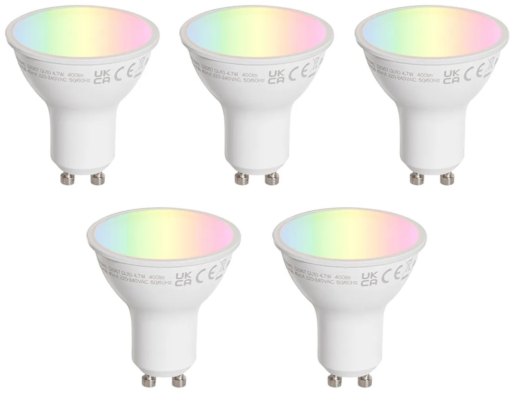 Комплект от 5 GU10 50мм прозрачни LED крушки 4.7W 400 lm 2200-2400K