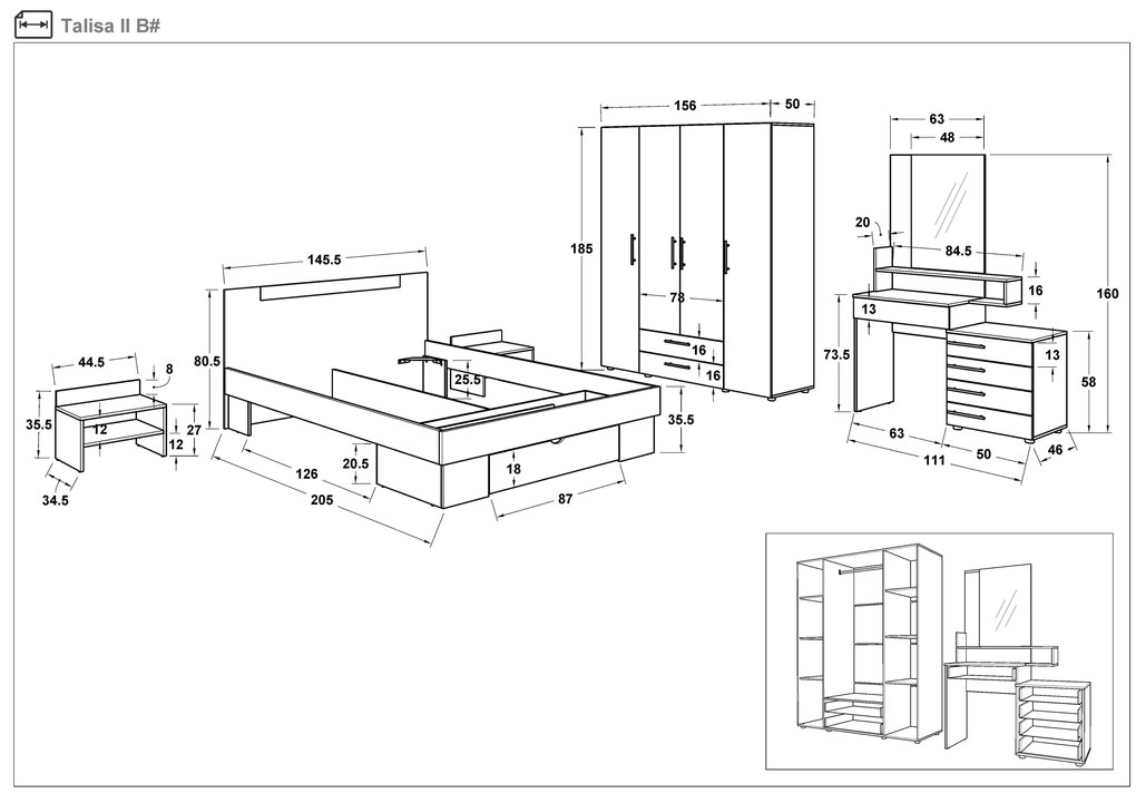 Спален комплект 140/200 Талиса + матрак
