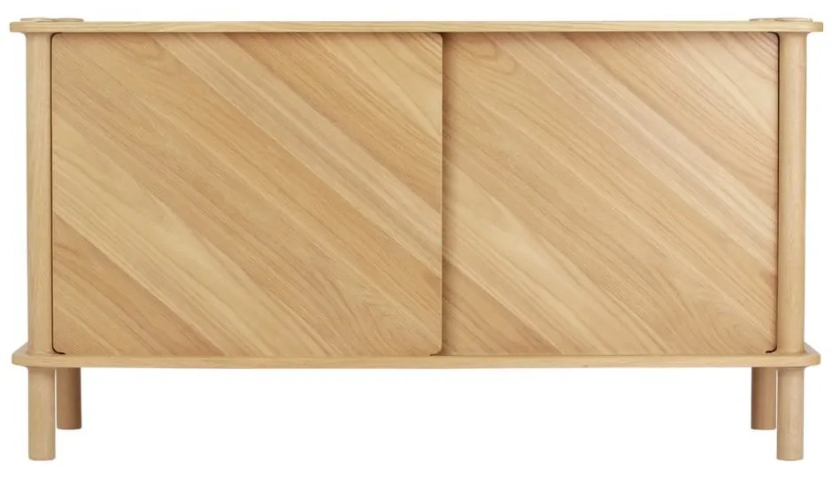 Скрин от масивен дъб с плъзгащи се врати в естествен цвят 135x73,5x48 cm Italic – UMAGE