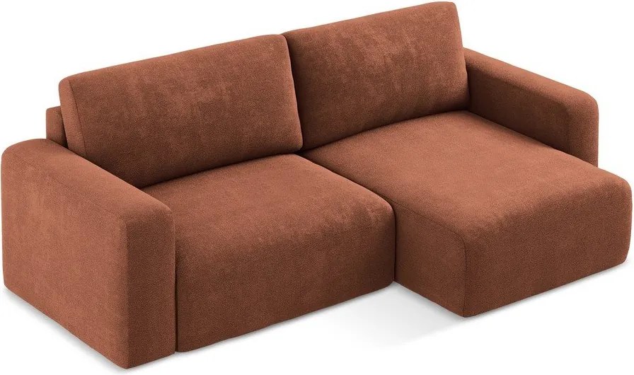 Теракотен шенилов сгъваем/с място за съхранение ъглов диван (десен ъгъл) Kona – Makamii