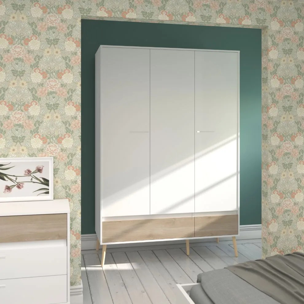 Гардероб 3-врати Randers-Natural-White