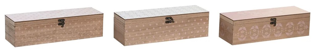 Кутия за Чай DKD Home Decor Кристал Розов Бял Дървен MDF (30 x 9 x 8 cm) (3 броя)