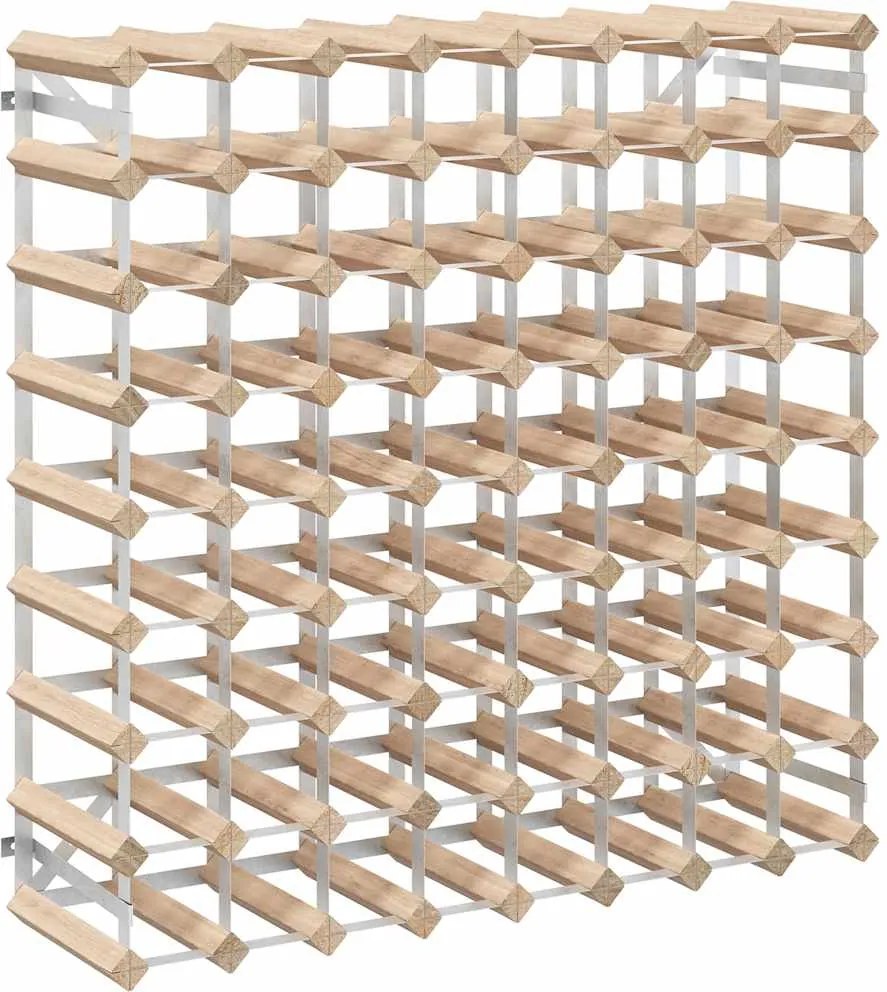 282471 vidaXL Стойка за вино за 72 бутилки, масивна борова дървесина