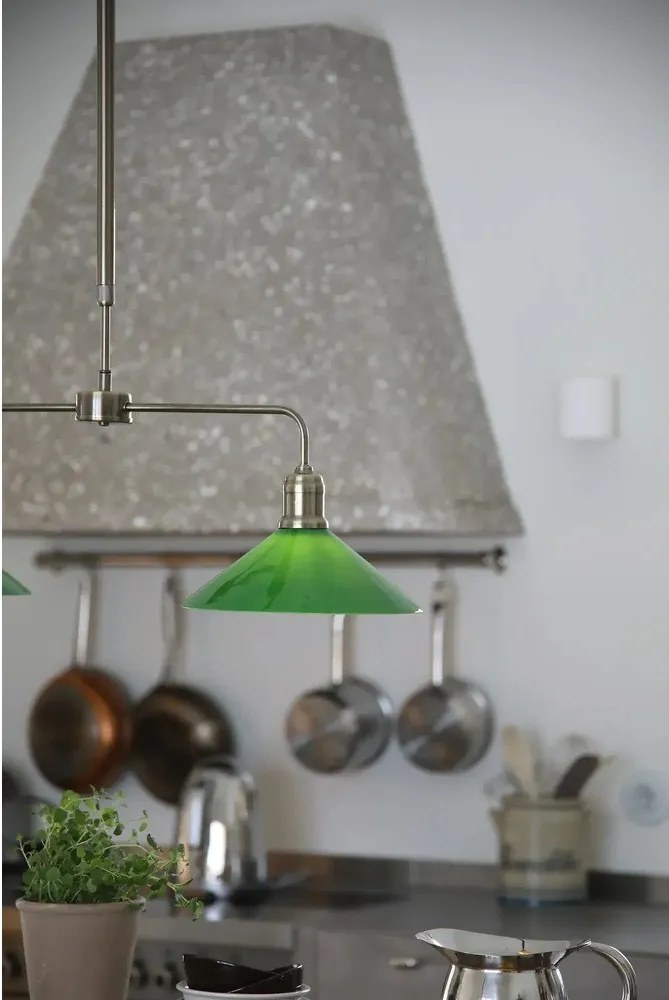 Зелено/в месингов цвят метално висящо осветително тяло със стъклен абажур Vela – Markslöjd