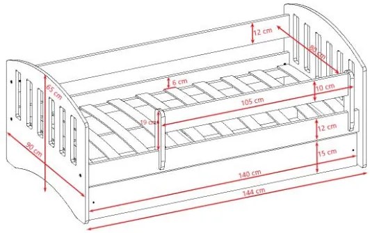 Детско легло класически -Mple-140 x 80
