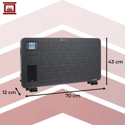 Електрически конвектор Kaminer Ziflo 2300W — С WiFi управление, термостат и дистанционно, черен