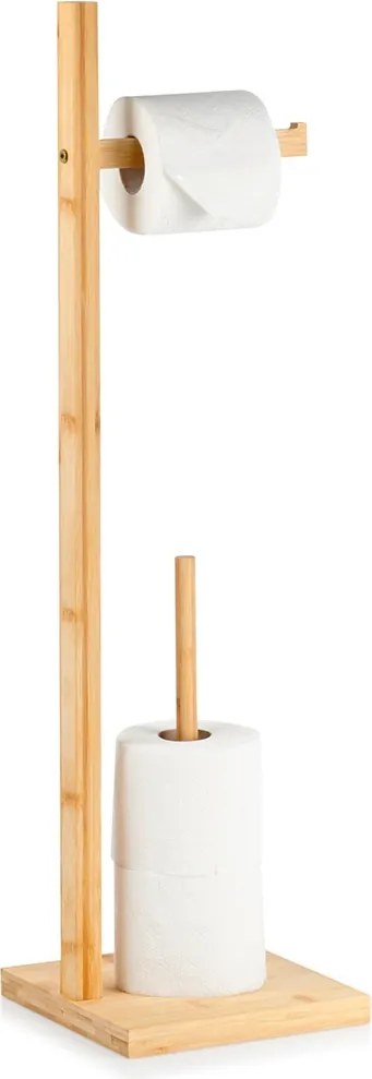Стойка за тоалетна хартия с място за резервни ролки, бамбук 70см