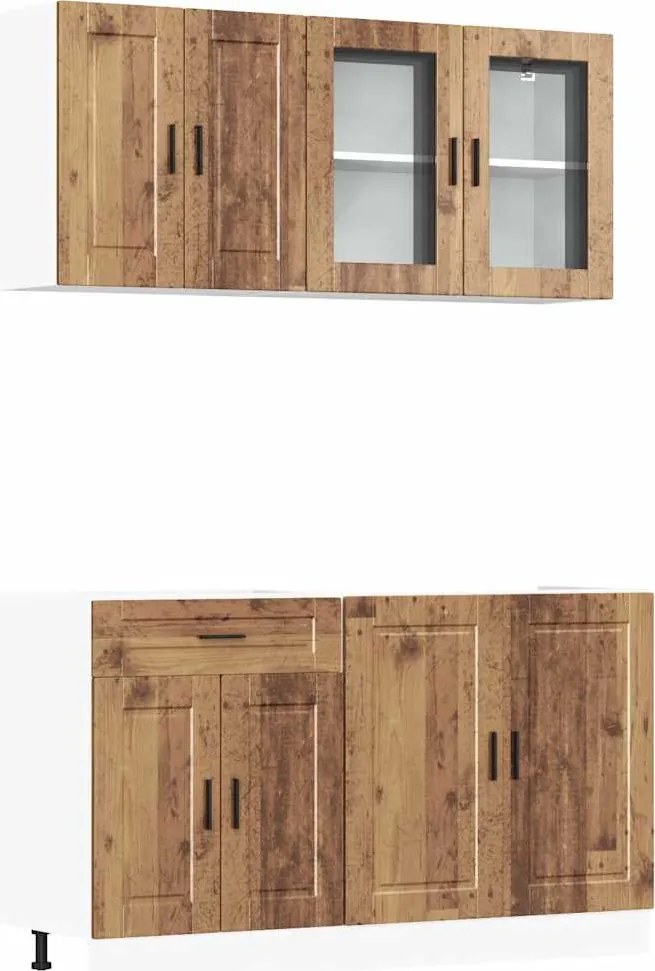 3314879 vidaXL Комплект кухненски шкафове от 4 части "Porto" Старо дърво Инженерно дърво