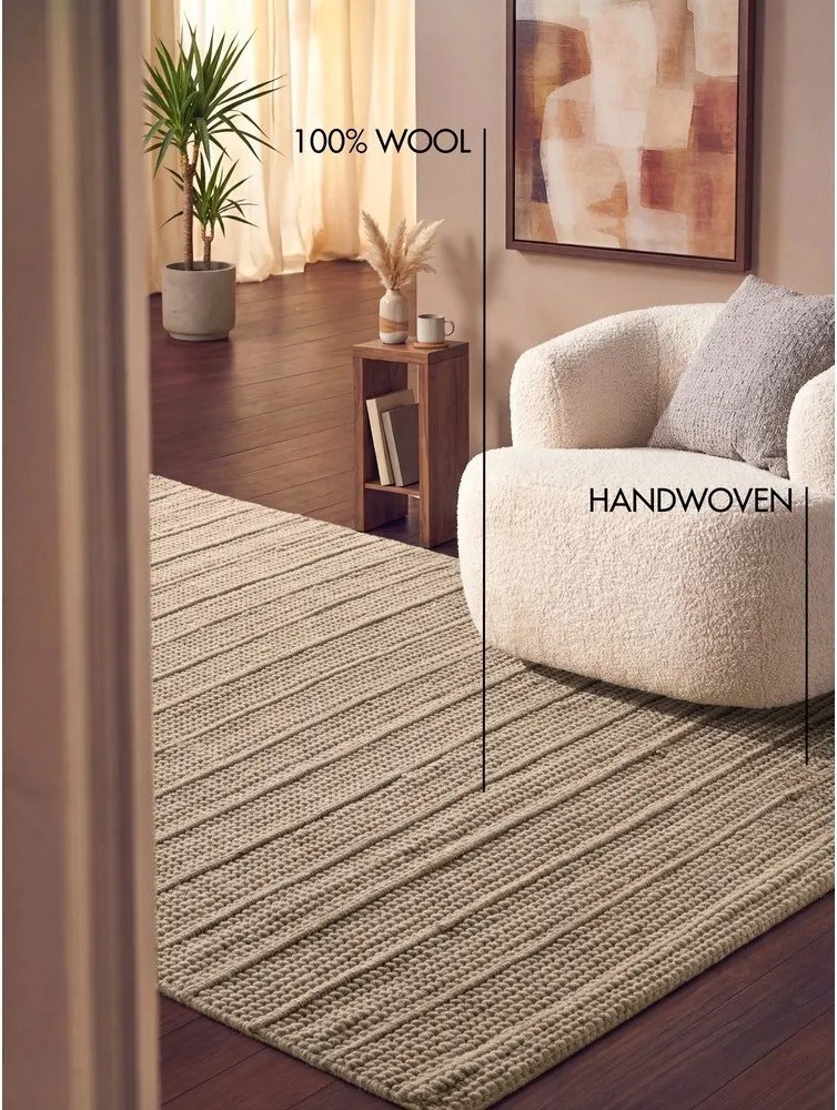 Бежов ръчно изработен вълнен килим 120x170 cm Camden Parker – Ted Baker