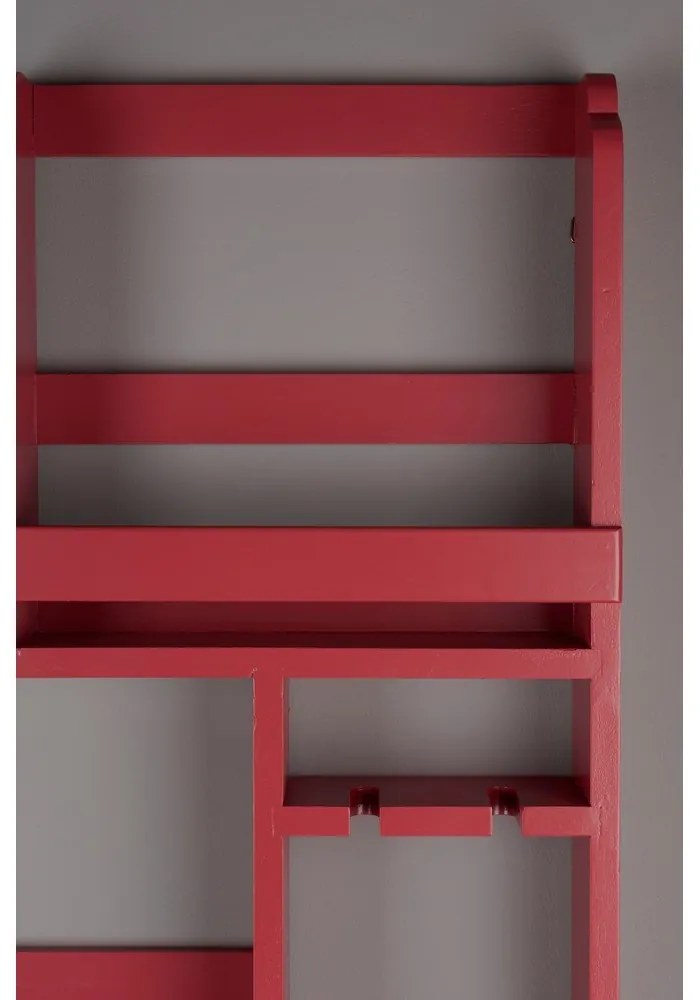 Червен стенен стелаж за вино от масивно каучуково дърво за 12 броя бутилки 80x120x10 cm Myron – Dutchbone