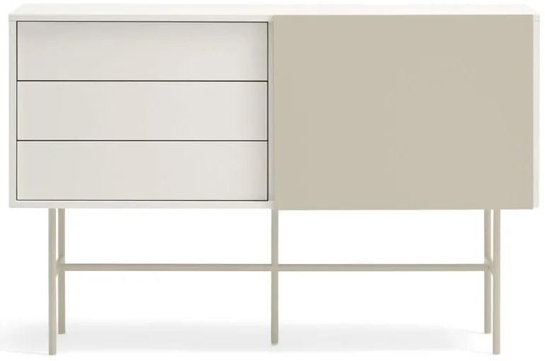 Нисък скрин с плъзгащи се врати в светлосиво и кремаво 140x91 cm Nube - Teulat