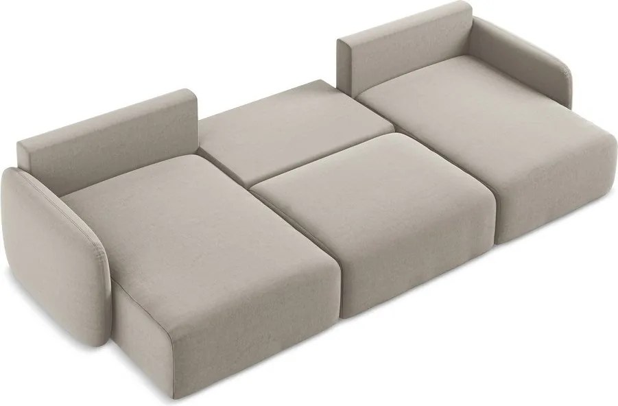 Кафяво-сив кадифен сгъваем/с място за съхранение ъглов диван (U форма) Kalena – Makamii