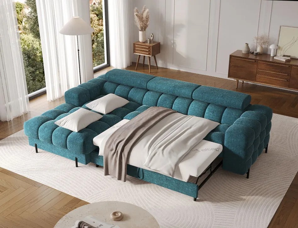 Ъглов диван Freyia-Петролен-Ляв