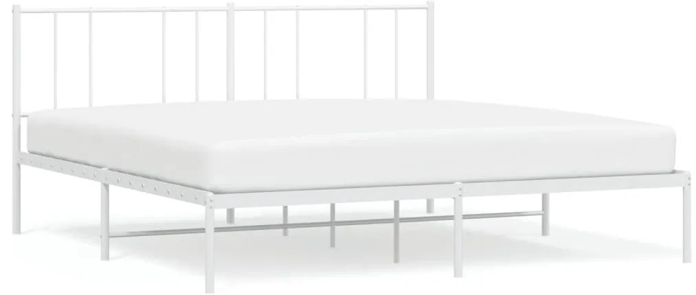 352533 vidaXL Метална рамка за легло с горна табла, бяла, 180x200 см