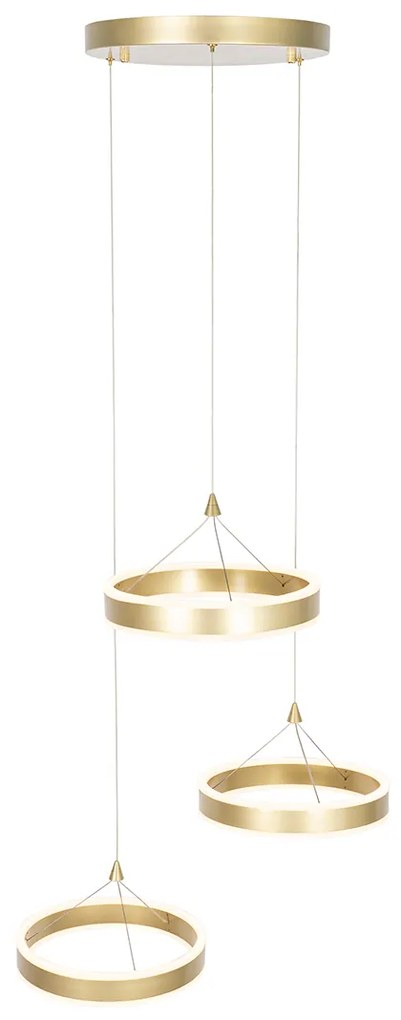 Висяща лампа месинг кръгла с LED 3-степенна димираща 3-светлина - Lyani