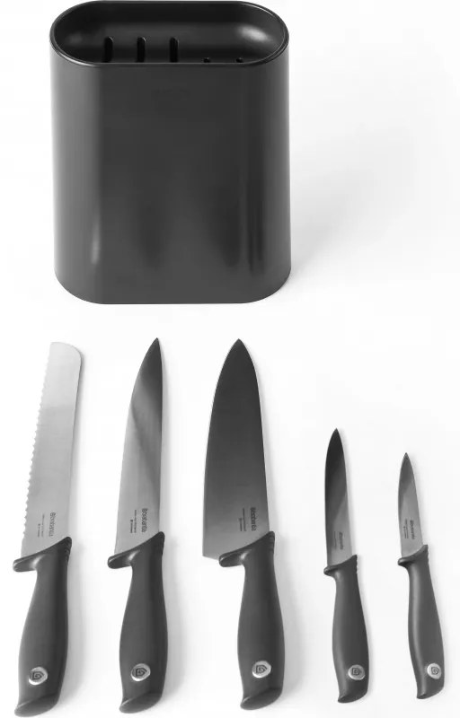 Комплект ножове 5 бр Brabantia Tasty+ 1001177, Закалена стомана, Устойчиви на надраскване и корозия, Тъмносив