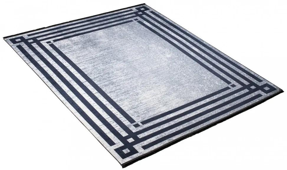 Сив моден килим с противоплъзгащо покритие и геометрична шарка Ширина: 120 см | Дължина: 170 см