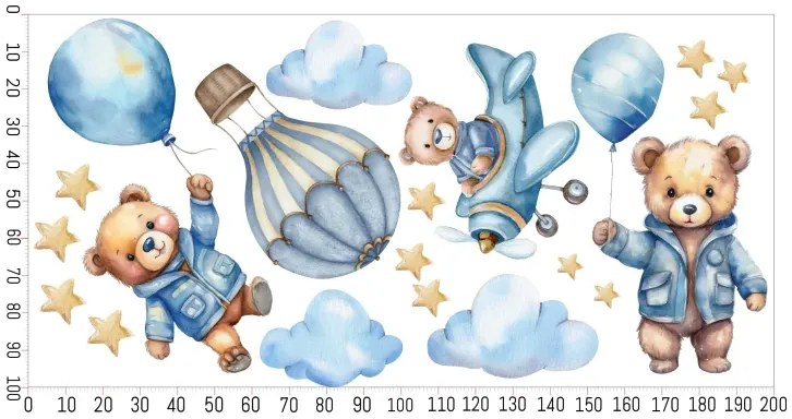 Стикер за стена за детска стая за момчета - мече Šírka: 120 cm | Dĺžka: 240 cm