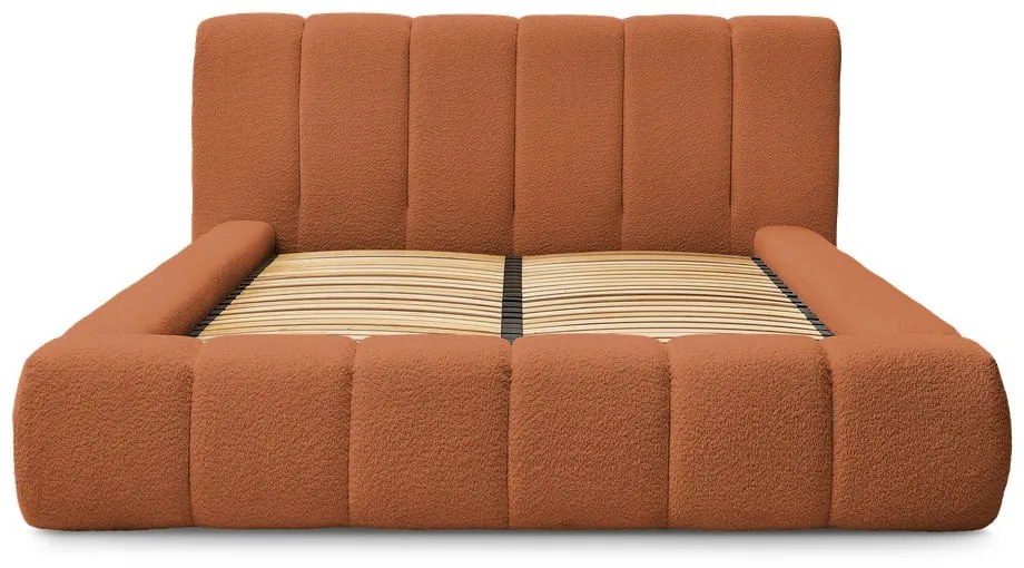 Оранжево двойно тапицирано легло с място за съхранение с включена подматрачна рамка 140x190 cm Denali – Bobochic Paris