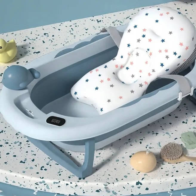 Сгъваема бебешка вана VAIANA PREMIUM с възглавница - повече цветове Син