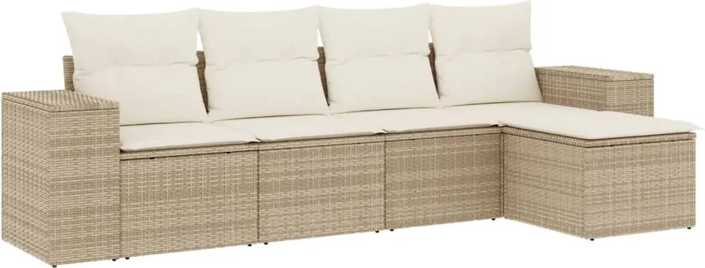 3222487 vidaXL Градински комплект диван с възглавници 5 части бежов полиратан
