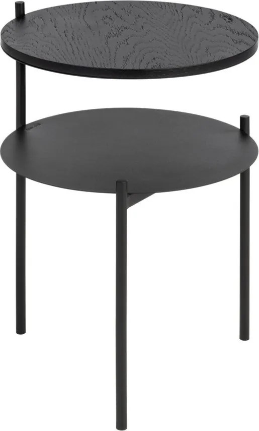 Черно нощно шкафче с дъбов плот Tu – noo.ma