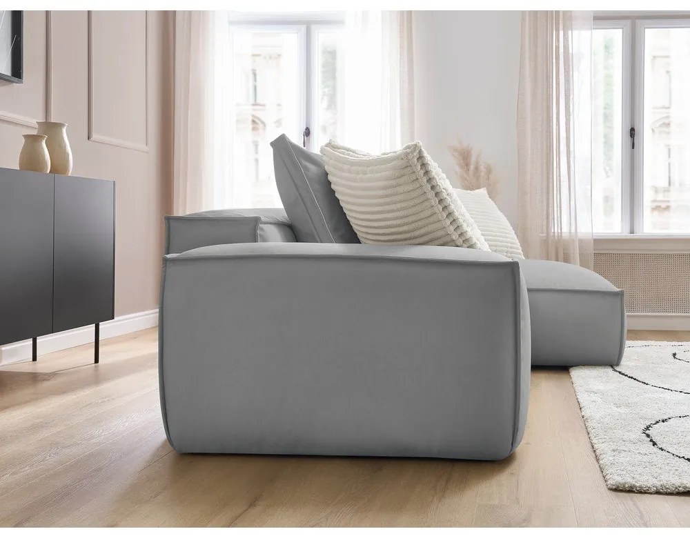 Светлосив ъглов диван от изкуствена кожа (променлив) Boheme – Bobochic Paris