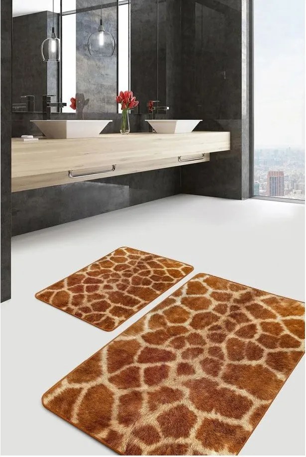 Кафяви кадифени килими за баня в комплект от 2 бр. 60x100 cm – Mila Home