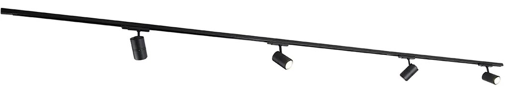 Модерна 3-фазова релсова система черна с 4 прожектора 3000-4000K - Ruler