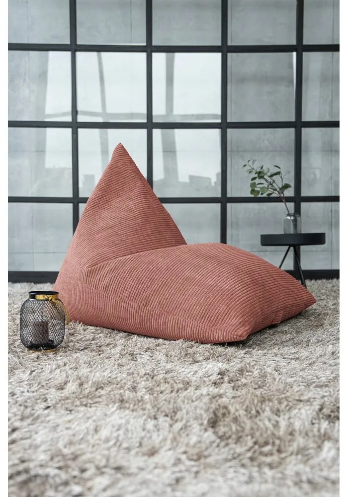 Пуф от рипсено кадифе в тухлен цвят Razz – SLOWDOWN