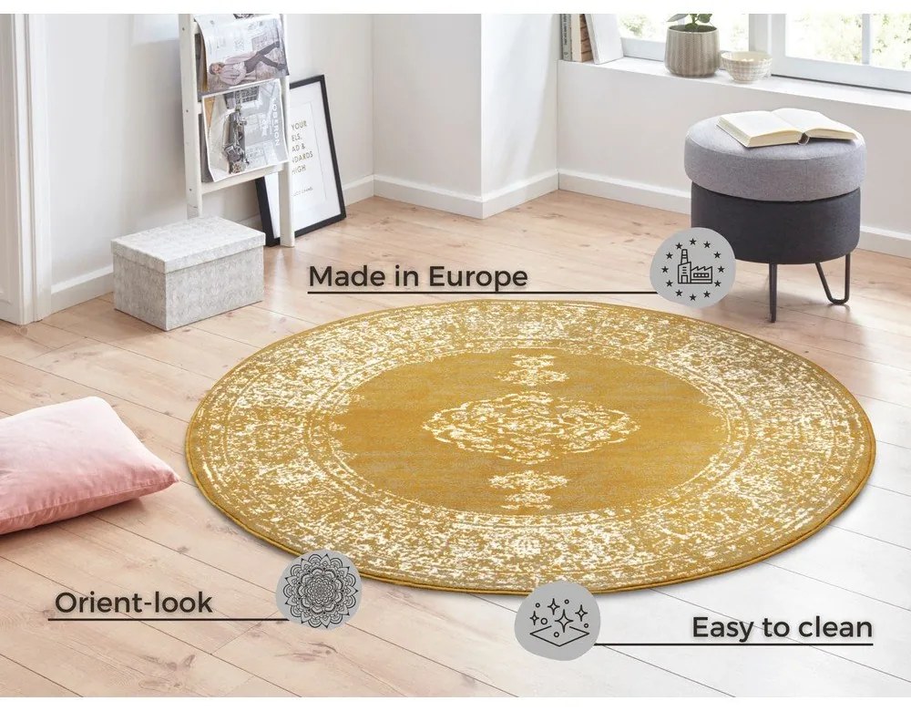 Жълто-оранжев кръгъл килим ø 160 cm Méridional - Hanse Home