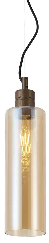 Хотелски шик висяща лампа тъмен бронз с кехлибарено стъкло - Stavelot