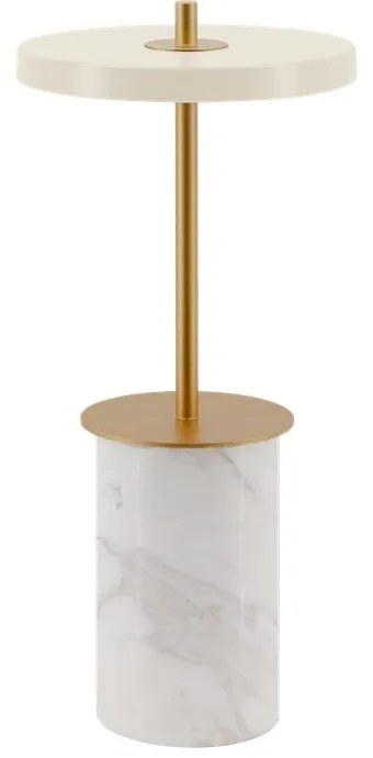 Кремава мраморна LED затъмняваща се настолна лампа с метален абажур (височина 25,5 cm) Asteria Move Mini – UMAGE