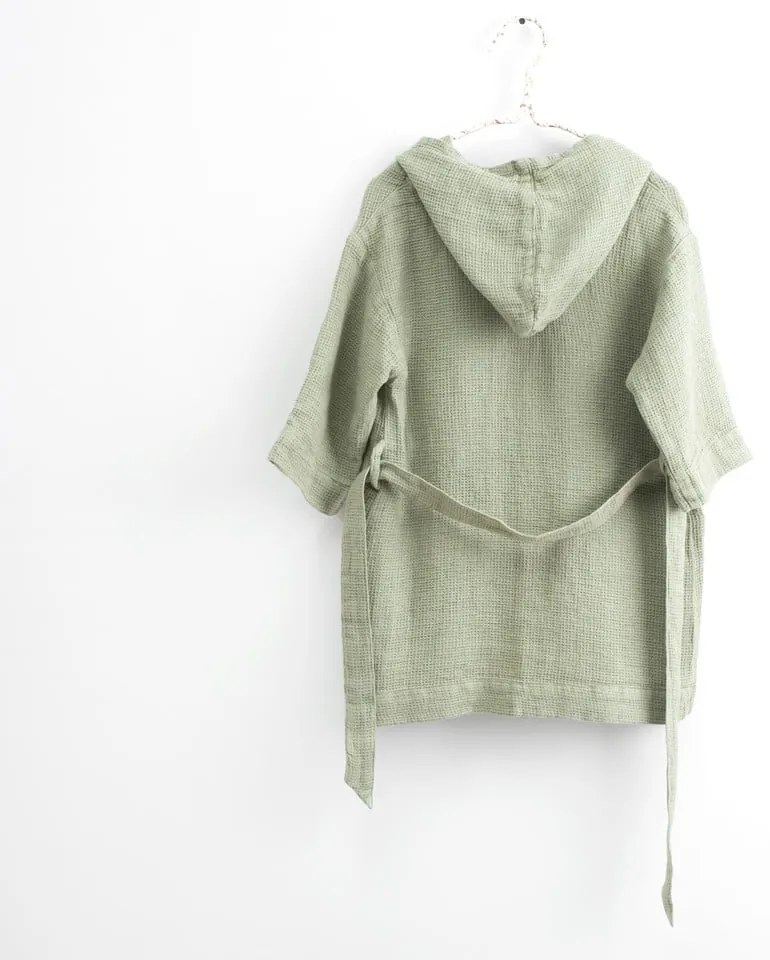 Детски зелен ленен халат Nature, размер 122 - 128 - Linen Tales