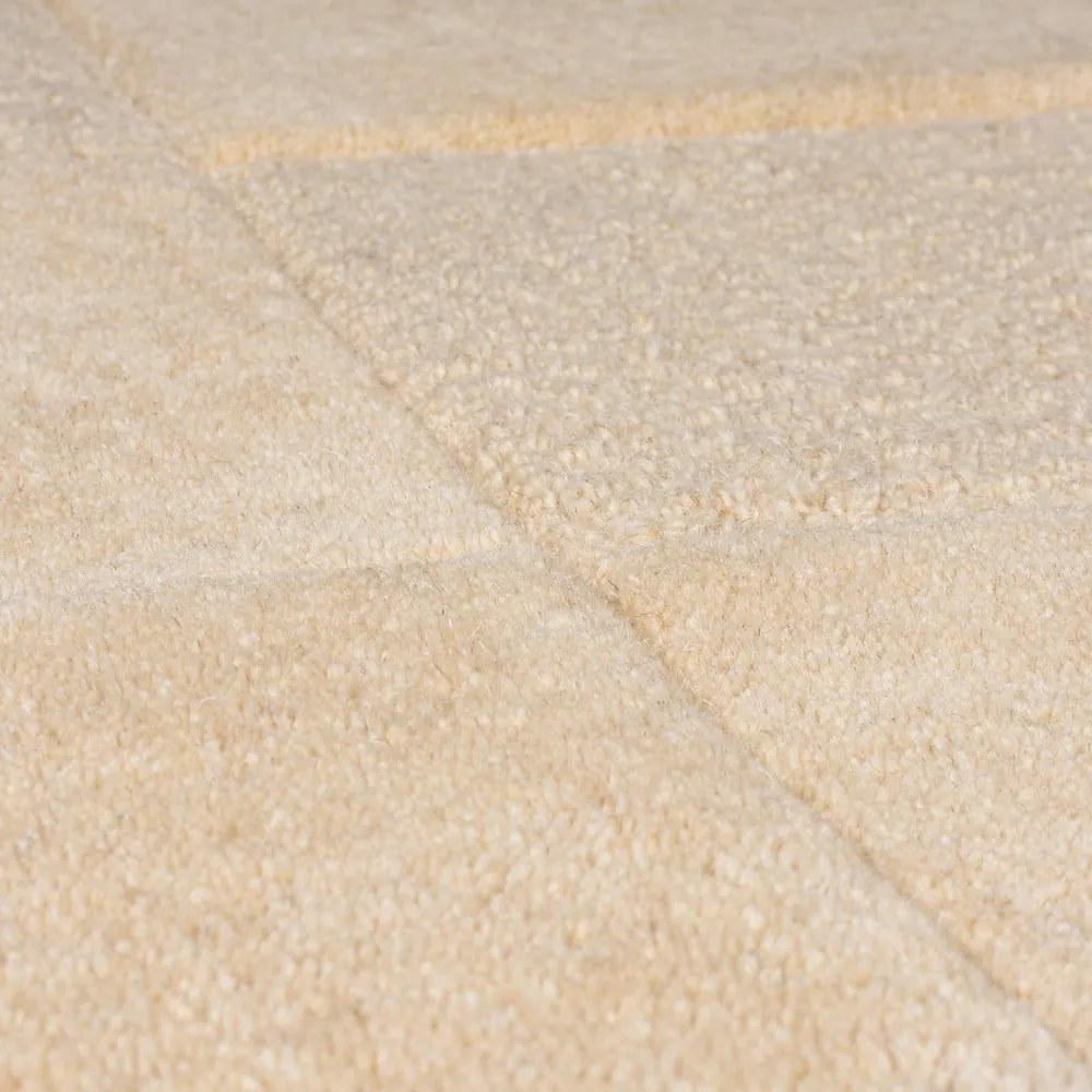 Бежов ръчно изработен вълнен килим 300x400 cm Checkerboard – Flair Rugs