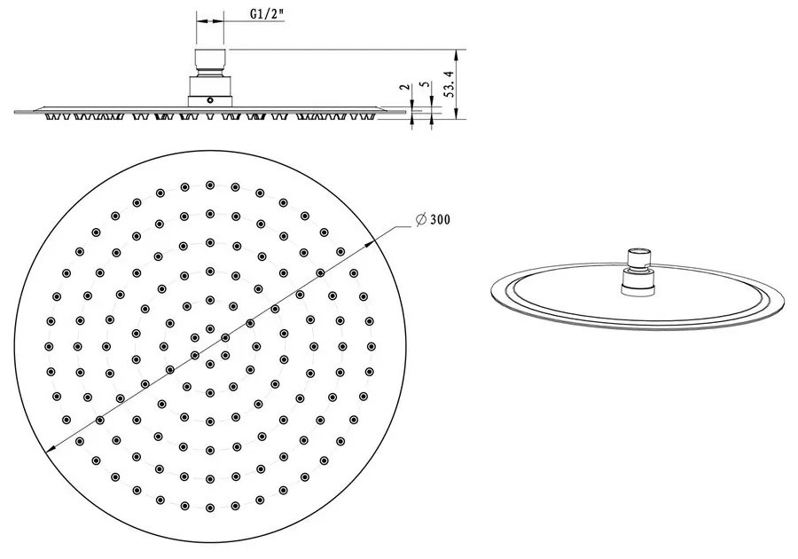 Душ глава от неръждаема стомана в лъскаво сребристо ø 30 cm Slim – Sapho