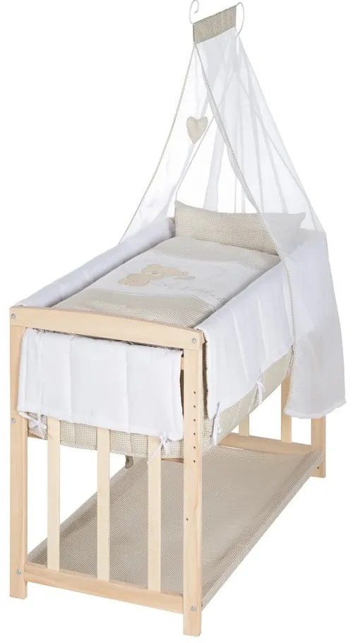 Люлка в естествен цвят с място за съхранение и сенник 90x45 cm Liebhabär - Roba