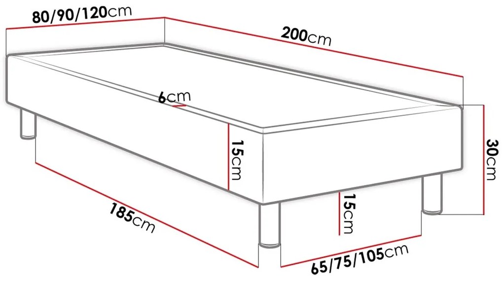 Тапицирано легло Lux-Baza-Menta-200 x 80 x 30