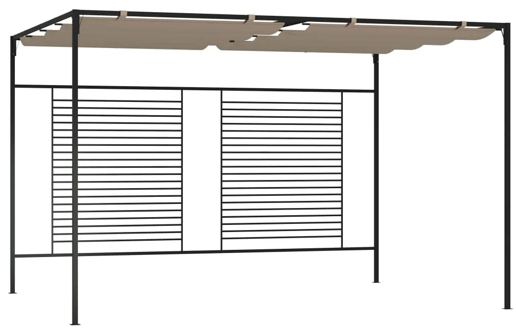 Шатра с прибиращ се покрив, 3x4x2,3 м, сива, 180 г/м²