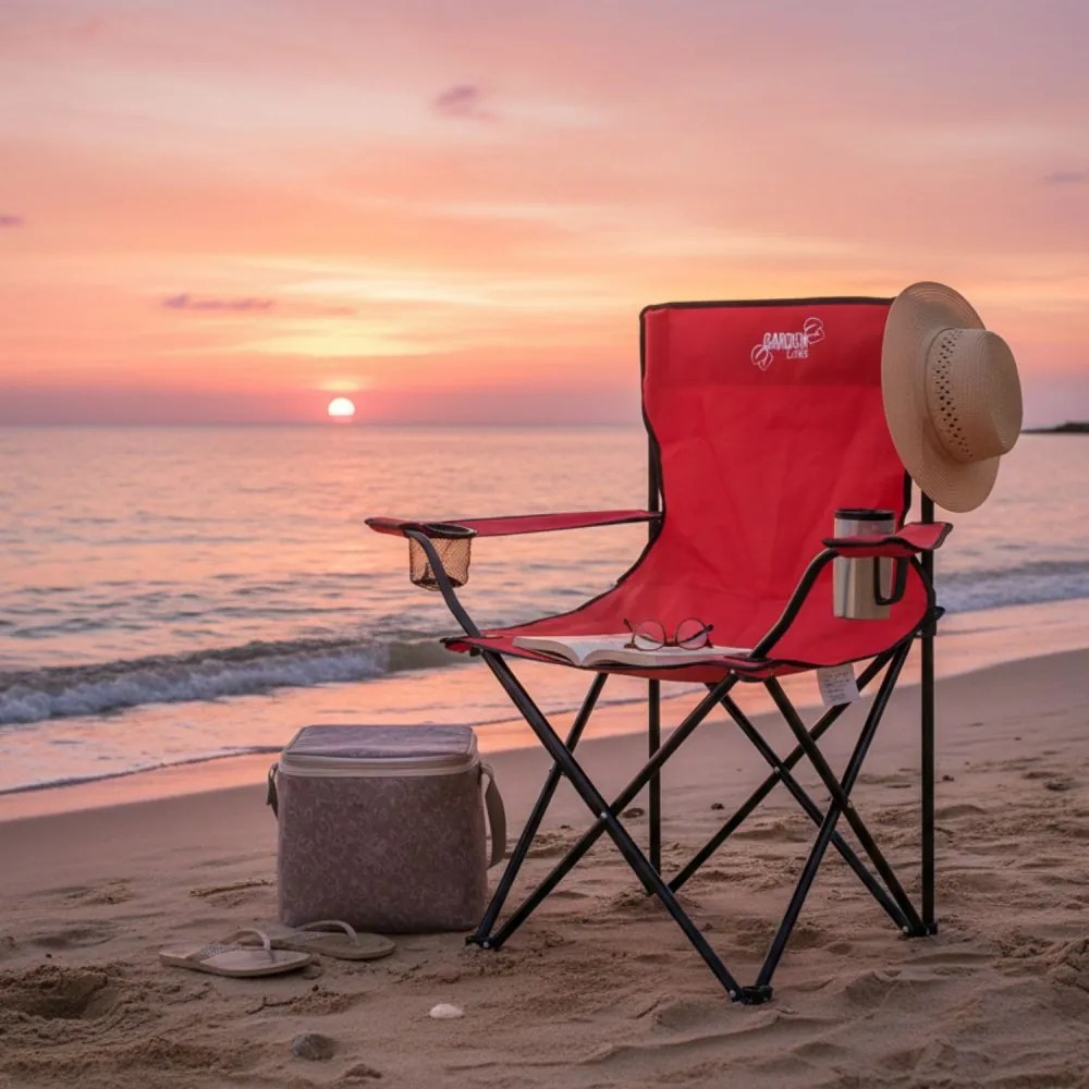 Туристически сгъваем стол червен
